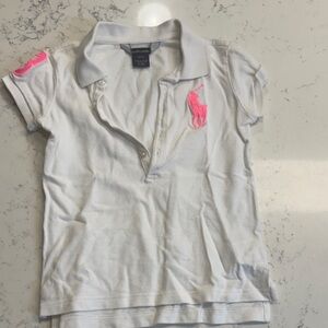 Ralph Lauren Girls White Polo with Pink Accents